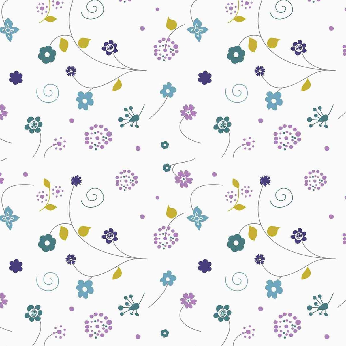 Bettgarnitur Duvet Satin Blau mit kleine bunte Blume