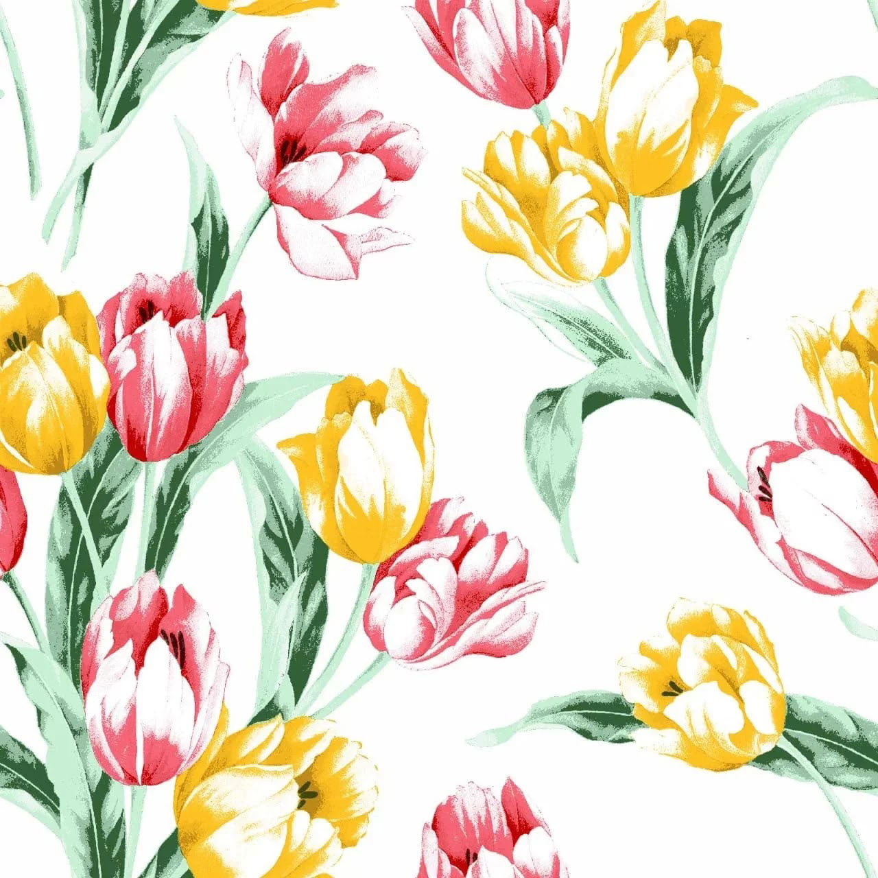 Bettgarnitur Duvet Satin Blau mit rote und gelbe Tulpenblüte - Der Test wird nicht real sein